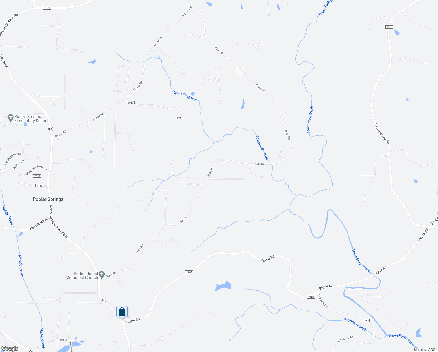 map of restaurants, bars, coffee shops, grocery stores, and more near 109 Bracken Lane in King