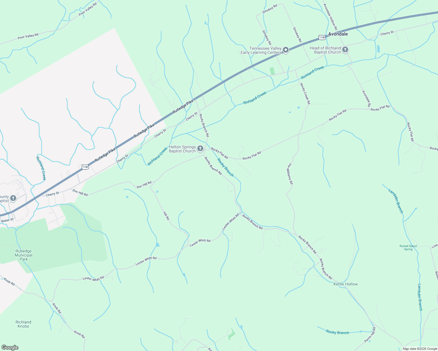 map of restaurants, bars, coffee shops, grocery stores, and more near 660 Rocky Branch Road in Rutledge