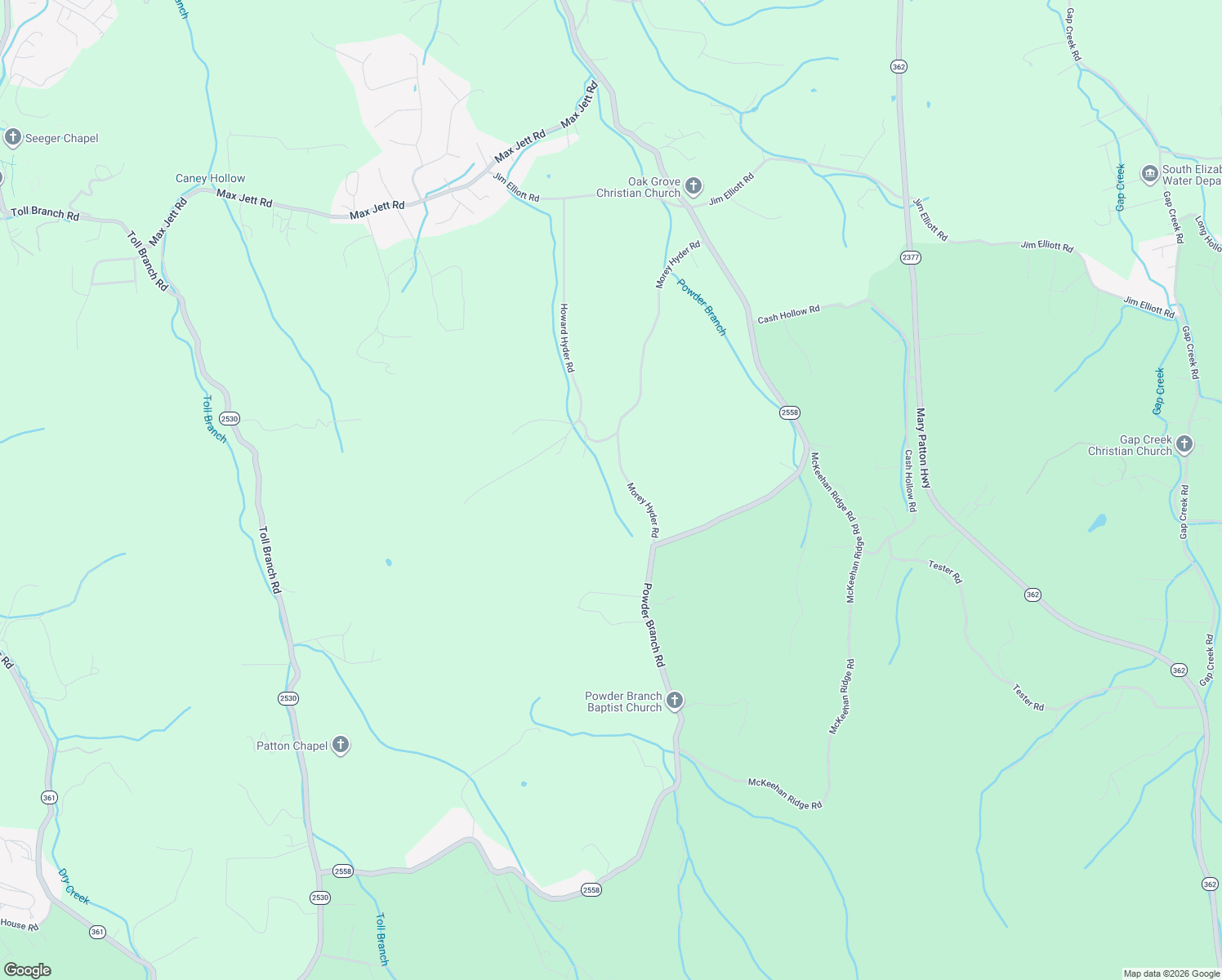 map of restaurants, bars, coffee shops, grocery stores, and more near 260 Morey Hyder Road in Johnson City