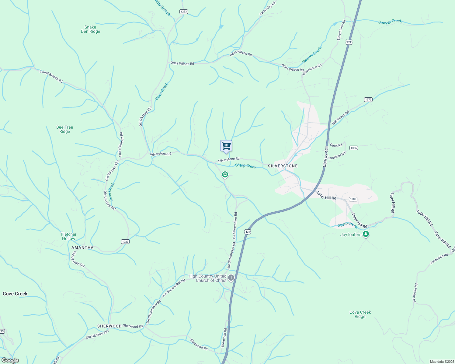 map of restaurants, bars, coffee shops, grocery stores, and more near 1640 Joe Shoemaker Road in Vilas