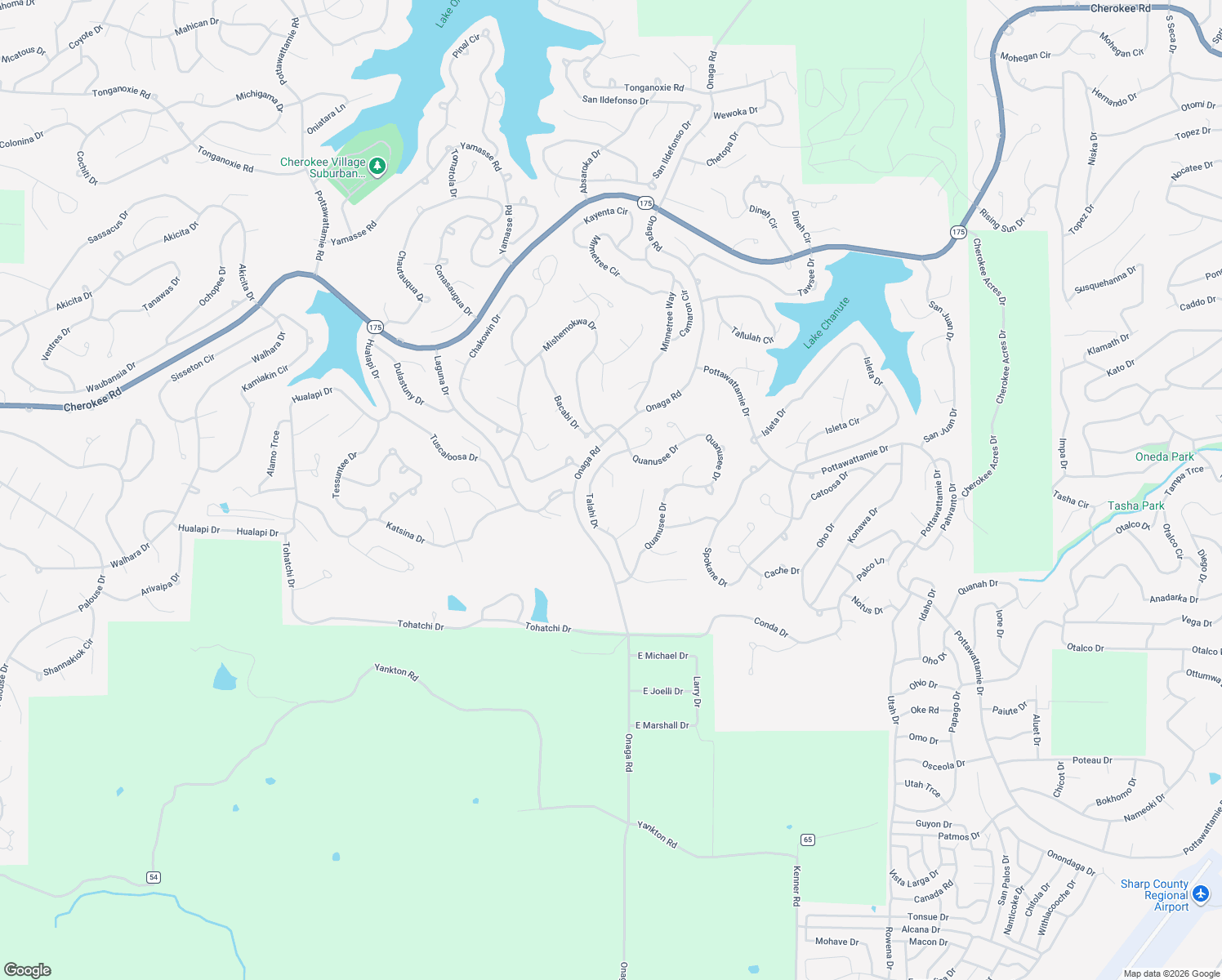 map of restaurants, bars, coffee shops, grocery stores, and more near in Cherokee Village
