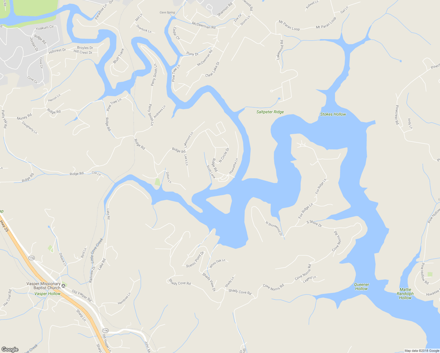 map of restaurants, bars, coffee shops, grocery stores, and more near 1835 Ridge Road in Caryville