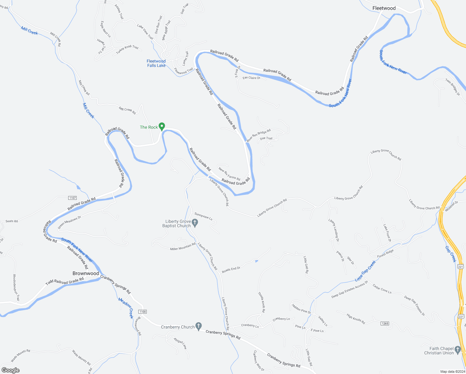 map of restaurants, bars, coffee shops, grocery stores, and more near 4205 Railroad Grade Road in Fleetwood