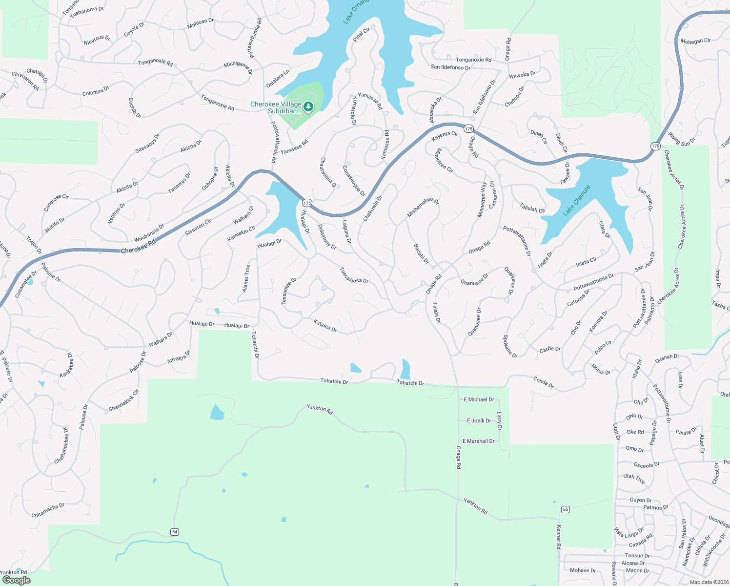 map of restaurants, bars, coffee shops, grocery stores, and more near 25 Mishemokwa Drive in Cherokee Village
