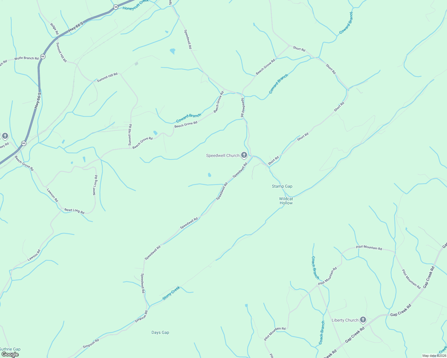 map of restaurants, bars, coffee shops, grocery stores, and more near 756 Speedwell Road in Bulls Gap