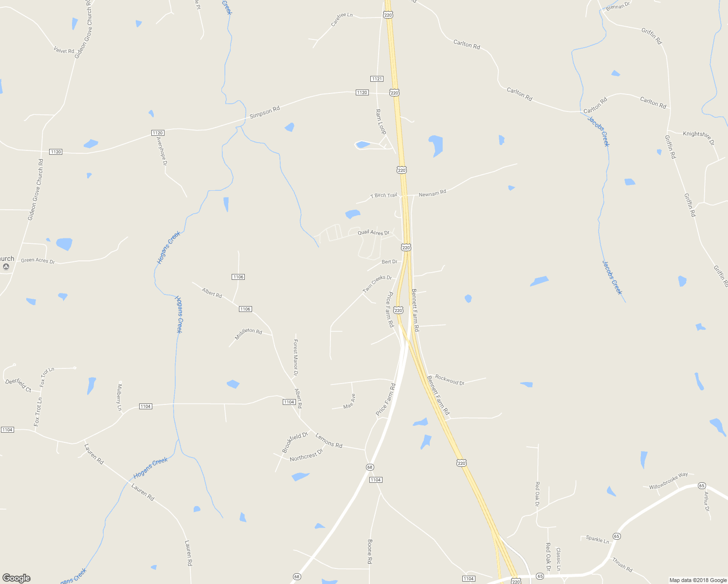 map of restaurants, bars, coffee shops, grocery stores, and more near 377 Twin Creeks Drive in Stokesdale