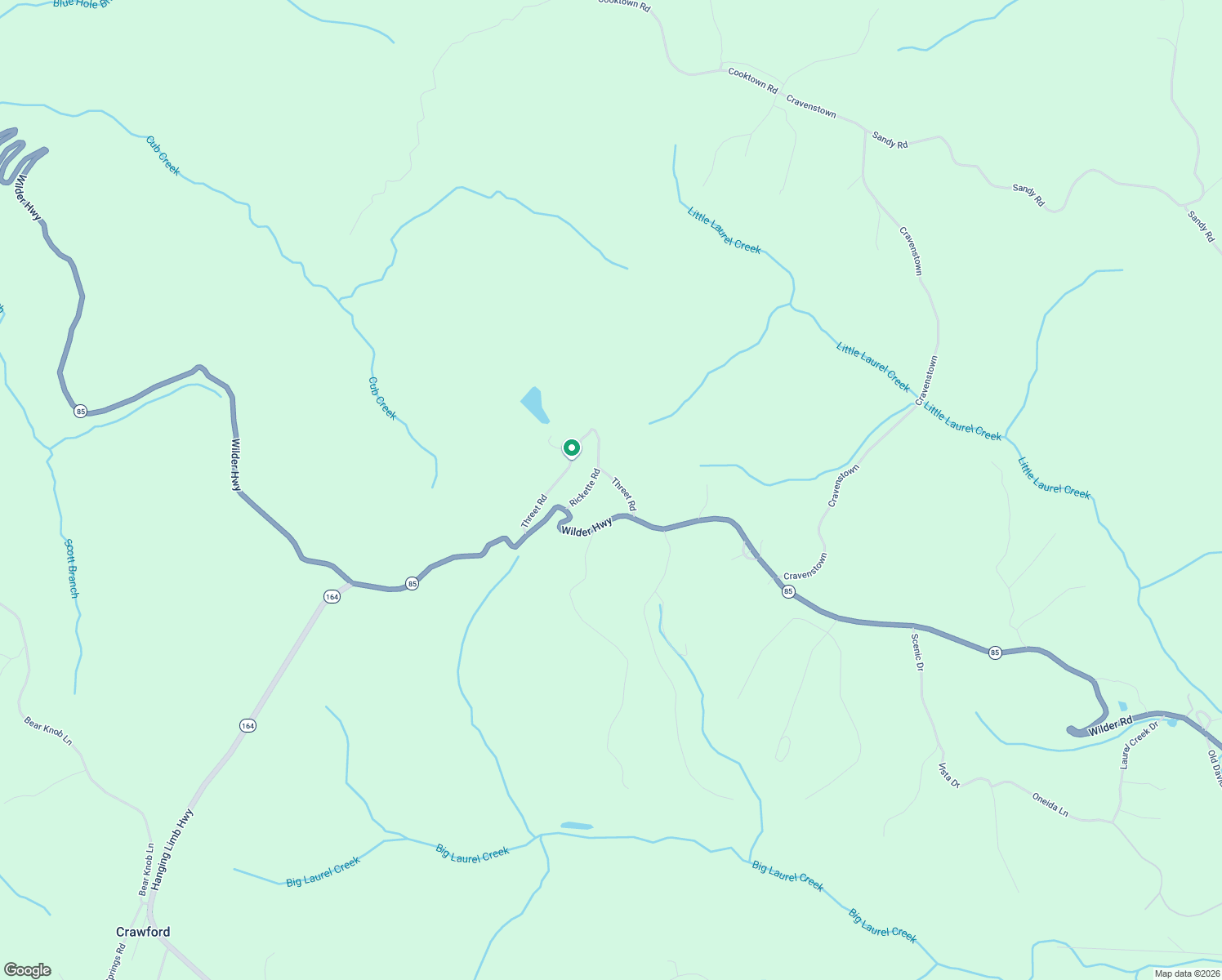 map of restaurants, bars, coffee shops, grocery stores, and more near 101-181 Threet Road in Crawford