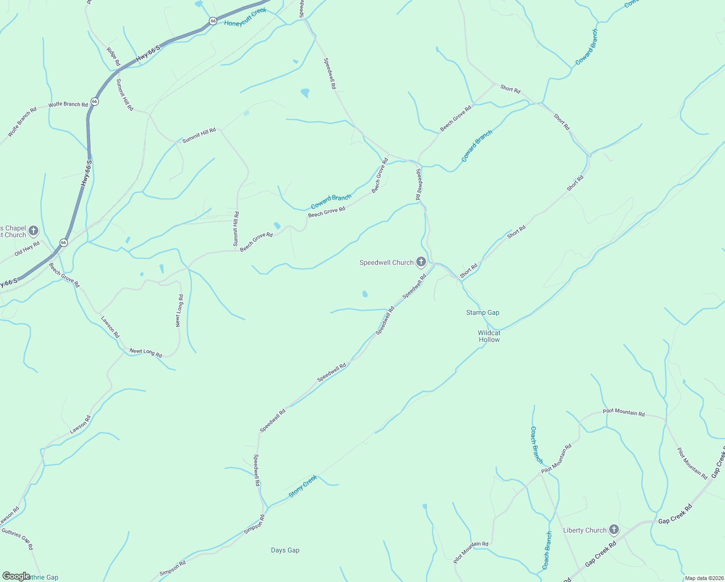 map of restaurants, bars, coffee shops, grocery stores, and more near 756 Speedwell Road in Bulls Gap