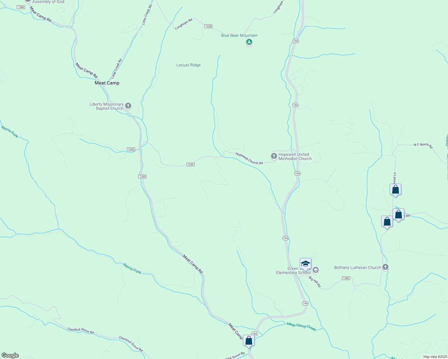 map of restaurants, bars, coffee shops, grocery stores, and more near 304 Green Knob Mountain Road in Boone