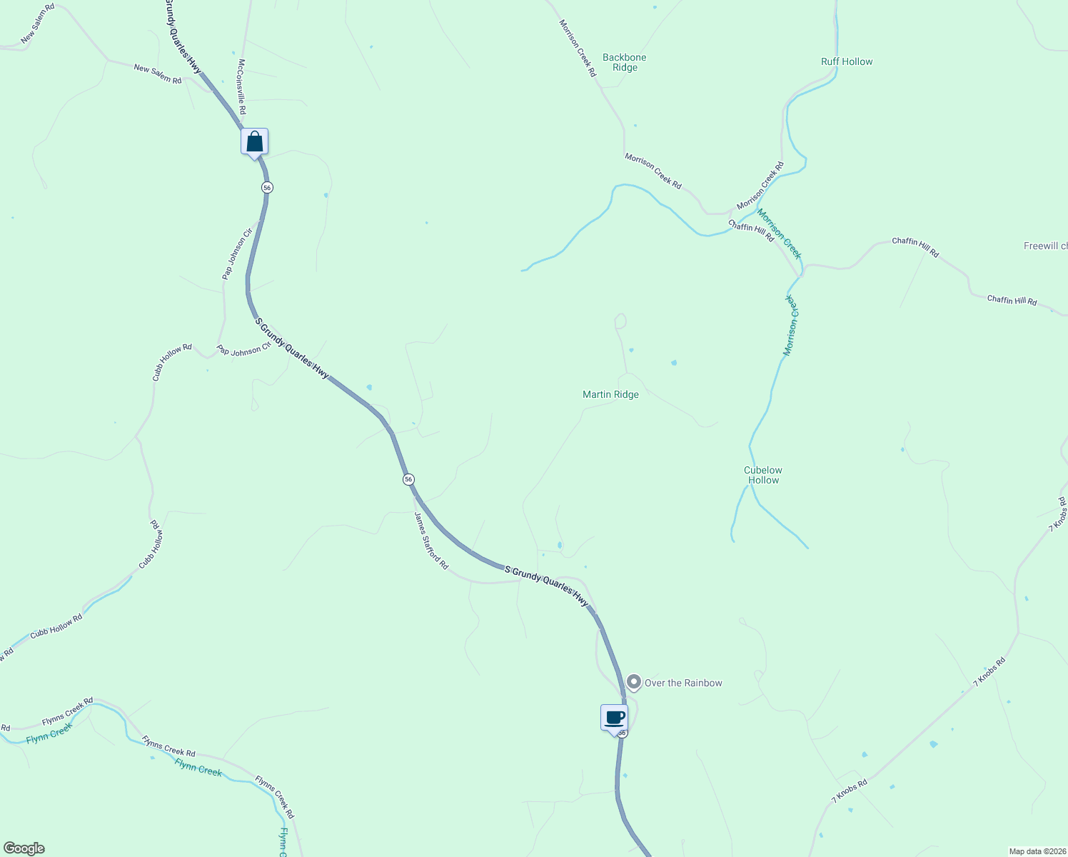 map of restaurants, bars, coffee shops, grocery stores, and more near 337 Martin Ridge Lane in Gainesboro