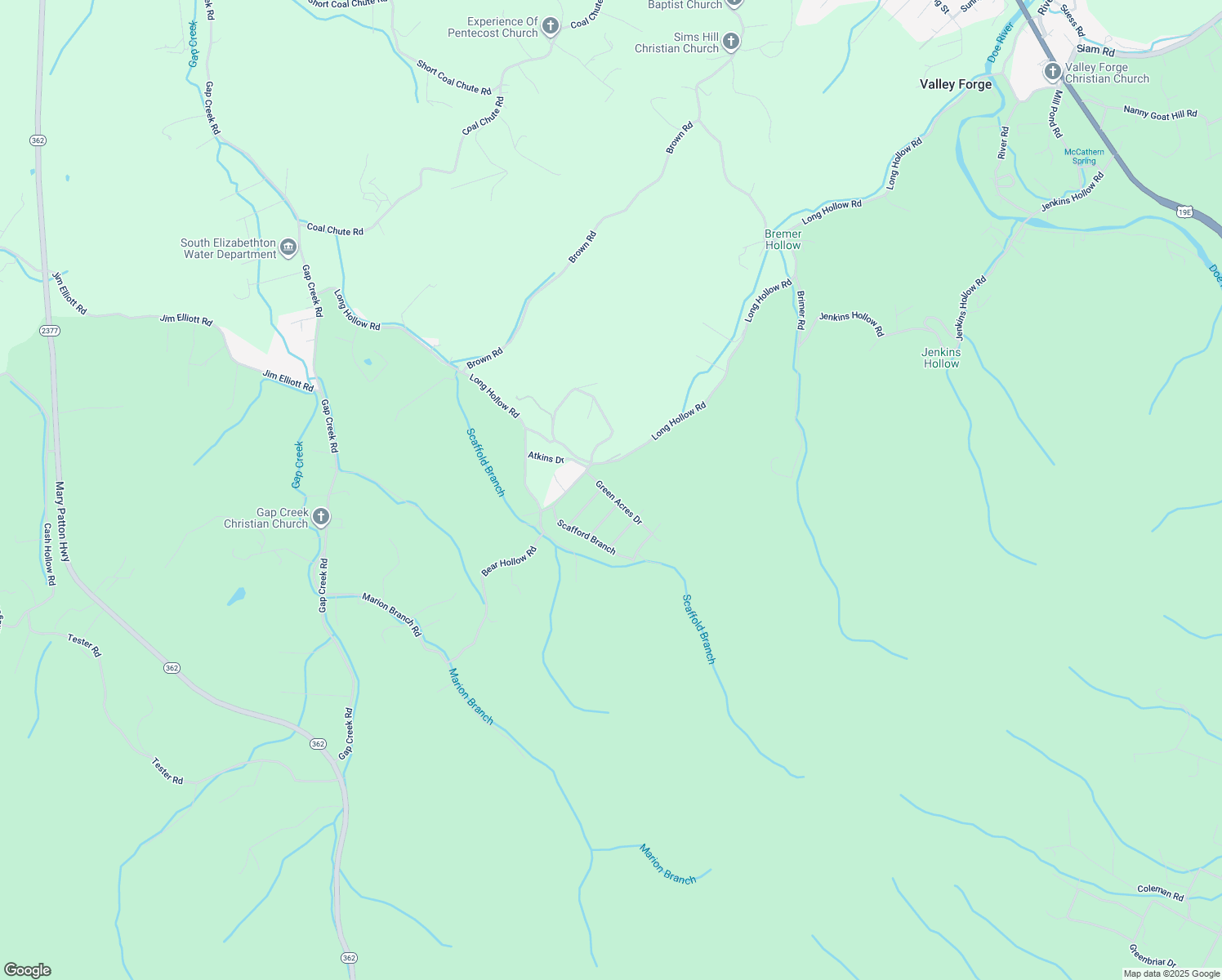 map of restaurants, bars, coffee shops, grocery stores, and more near 465 Long Hollow Road in Elizabethton