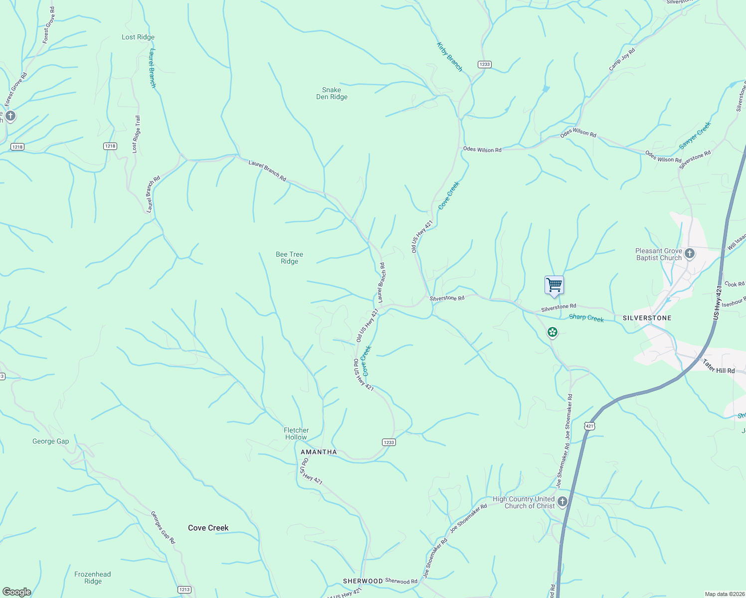 map of restaurants, bars, coffee shops, grocery stores, and more near 337-1805 Laurel Branch Road in Zionville