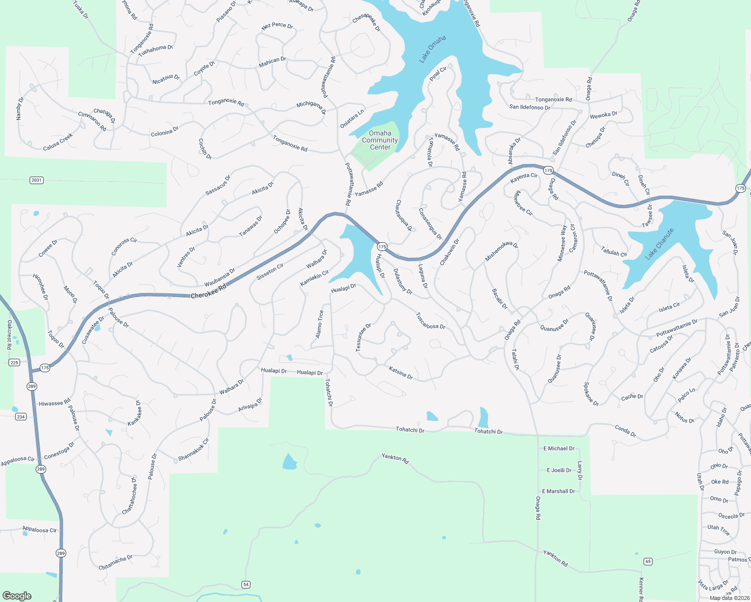map of restaurants, bars, coffee shops, grocery stores, and more near 29 Hualapi Drive in Cherokee Village