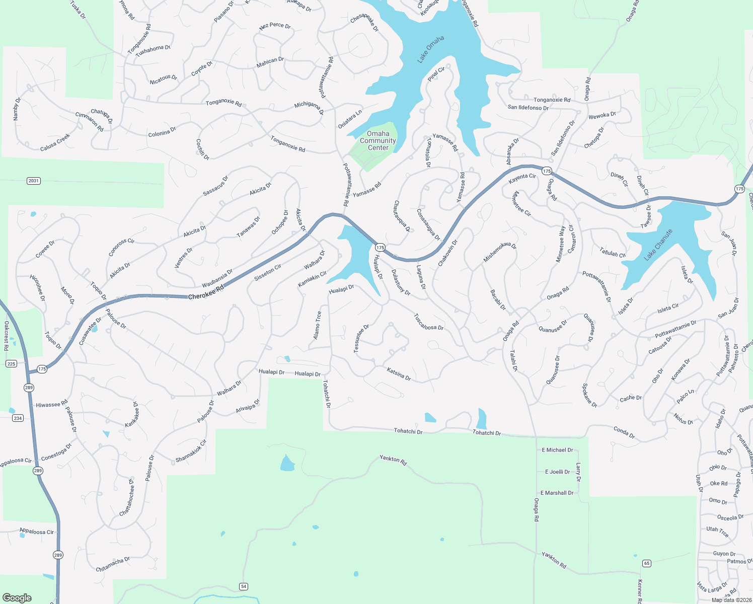 map of restaurants, bars, coffee shops, grocery stores, and more near 29 Hualapi Drive in Cherokee Village