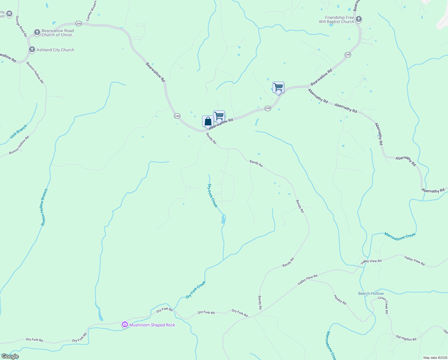 map of restaurants, bars, coffee shops, grocery stores, and more near 1029 Granada Road in Ashland City