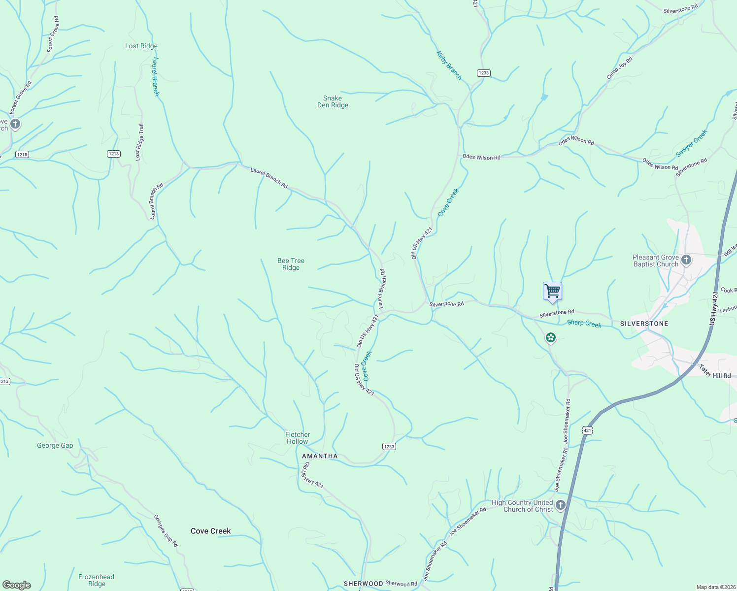 map of restaurants, bars, coffee shops, grocery stores, and more near 337-1805 Laurel Branch Road in Zionville
