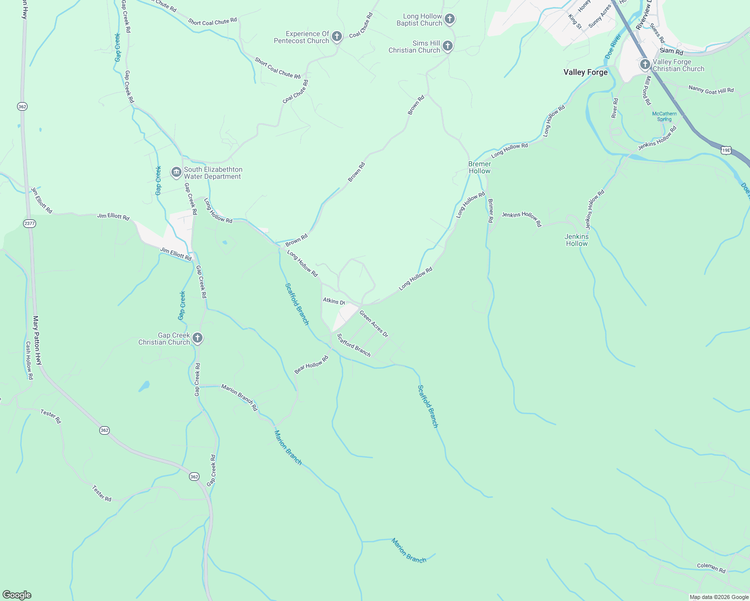 map of restaurants, bars, coffee shops, grocery stores, and more near 118 Mountain View Circle in Elizabethton
