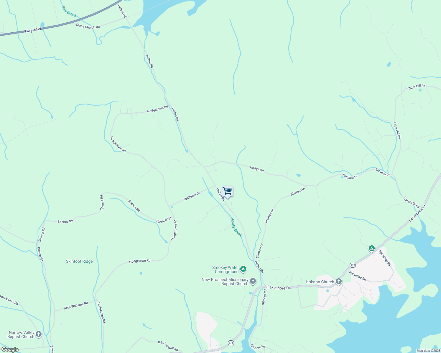 map of restaurants, bars, coffee shops, grocery stores, and more near 1403 Helton Road in Bean Station