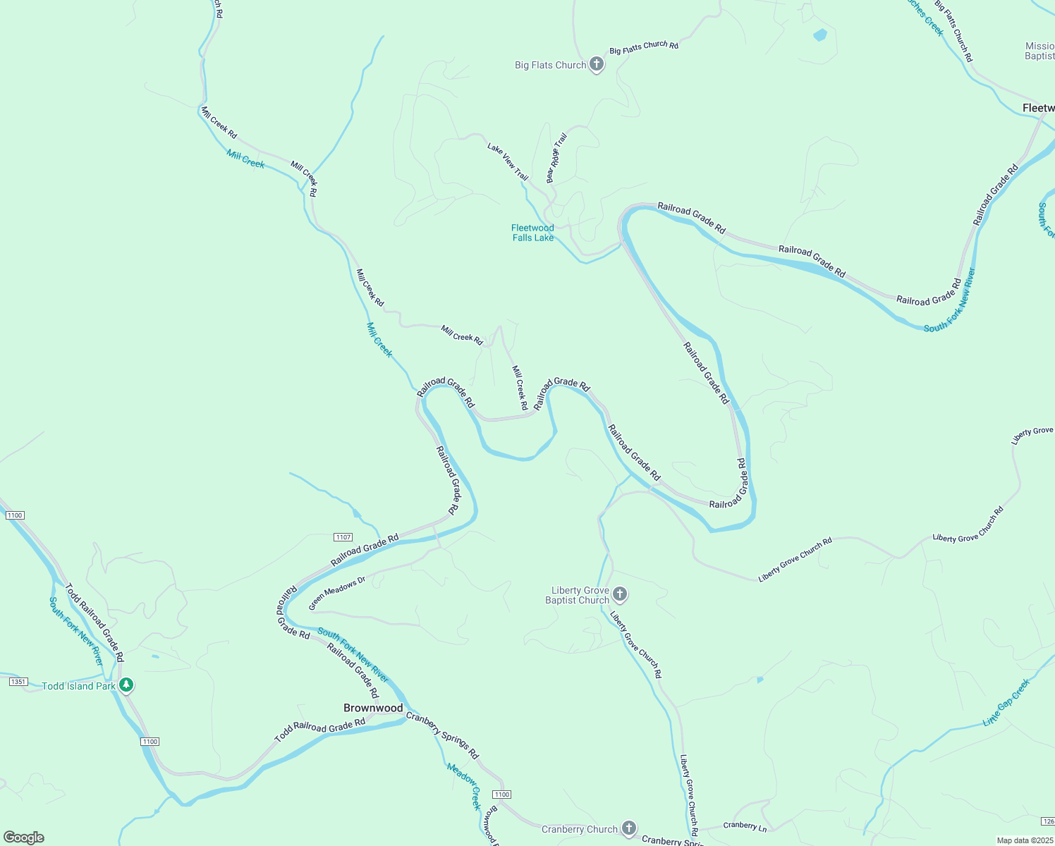 map of restaurants, bars, coffee shops, grocery stores, and more near 5067 Railroad Grade Road in Todd