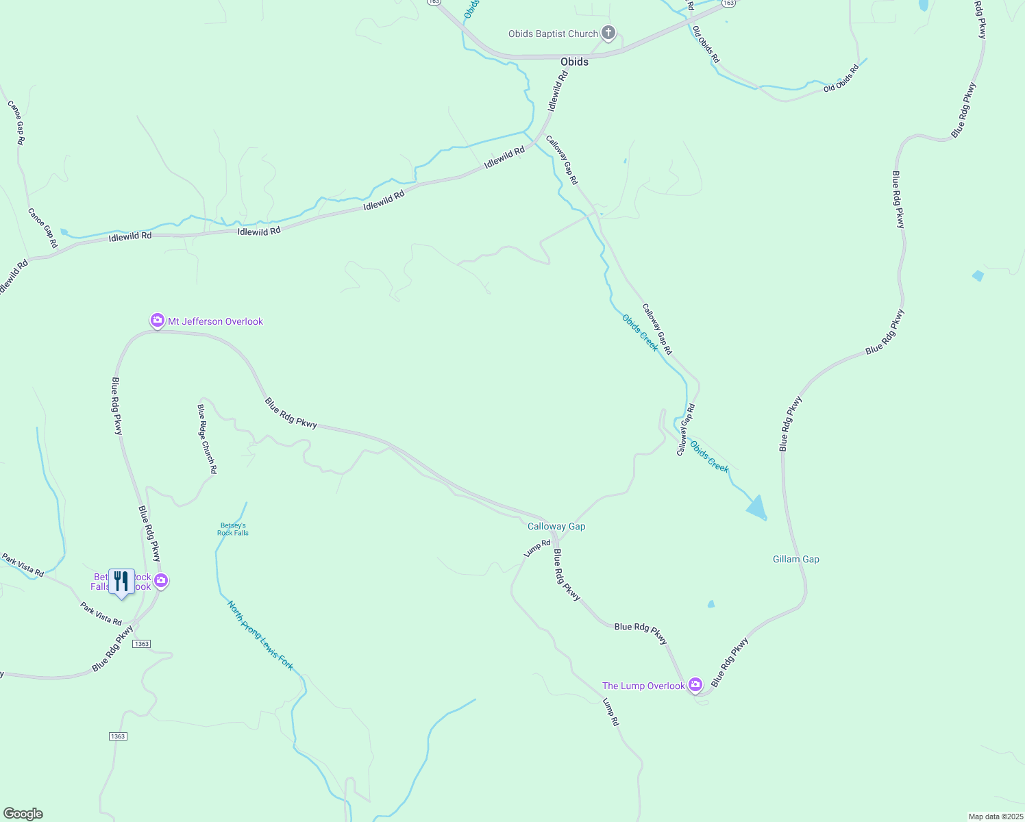 map of restaurants, bars, coffee shops, grocery stores, and more near 2215 Calloway Gap Road in West Jefferson