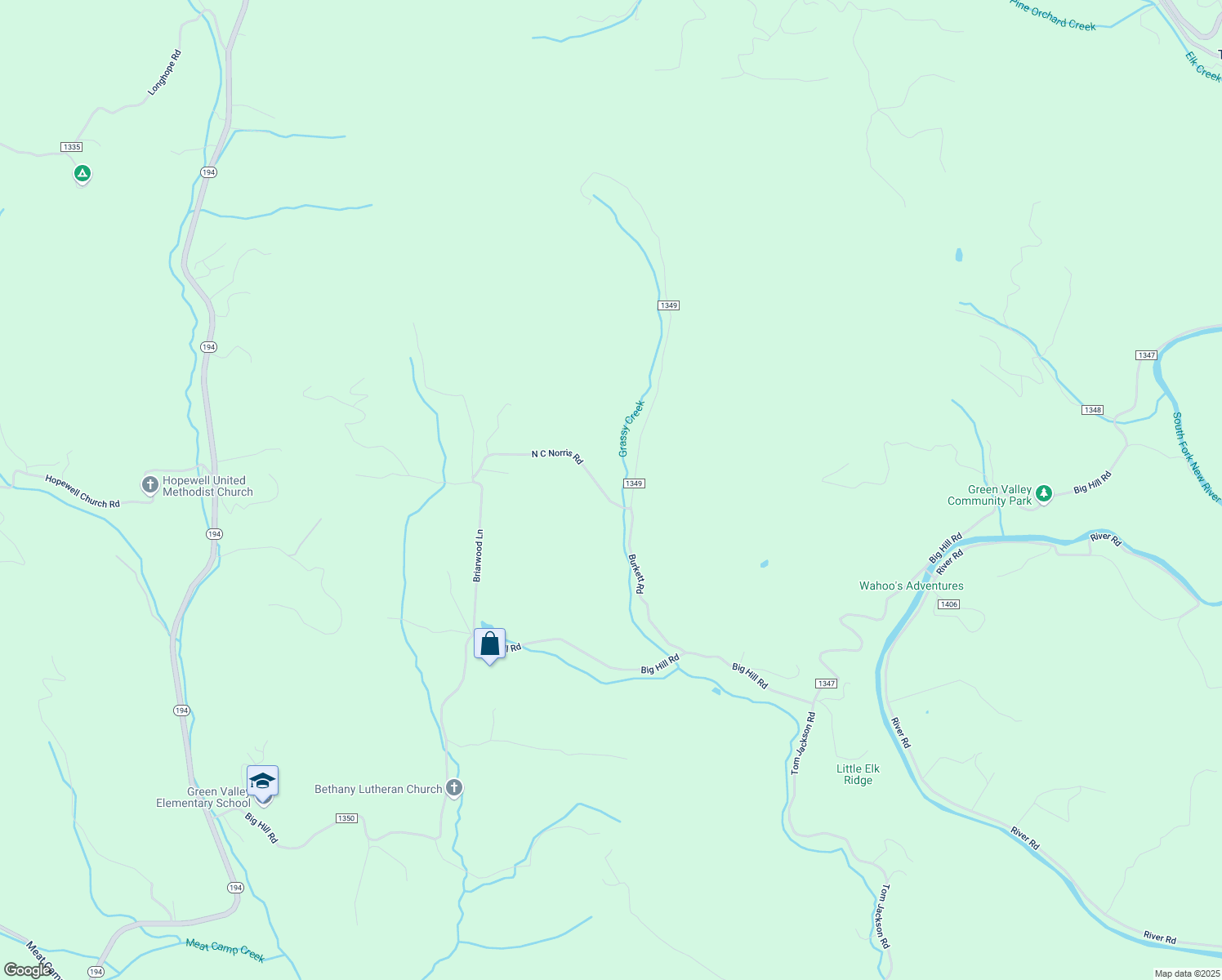 map of restaurants, bars, coffee shops, grocery stores, and more near 639 North C Norris Road in Boone