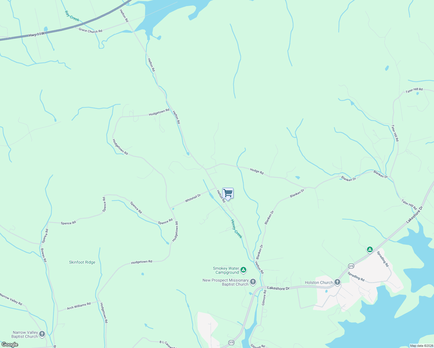 map of restaurants, bars, coffee shops, grocery stores, and more near 1403 Helton Road in Bean Station