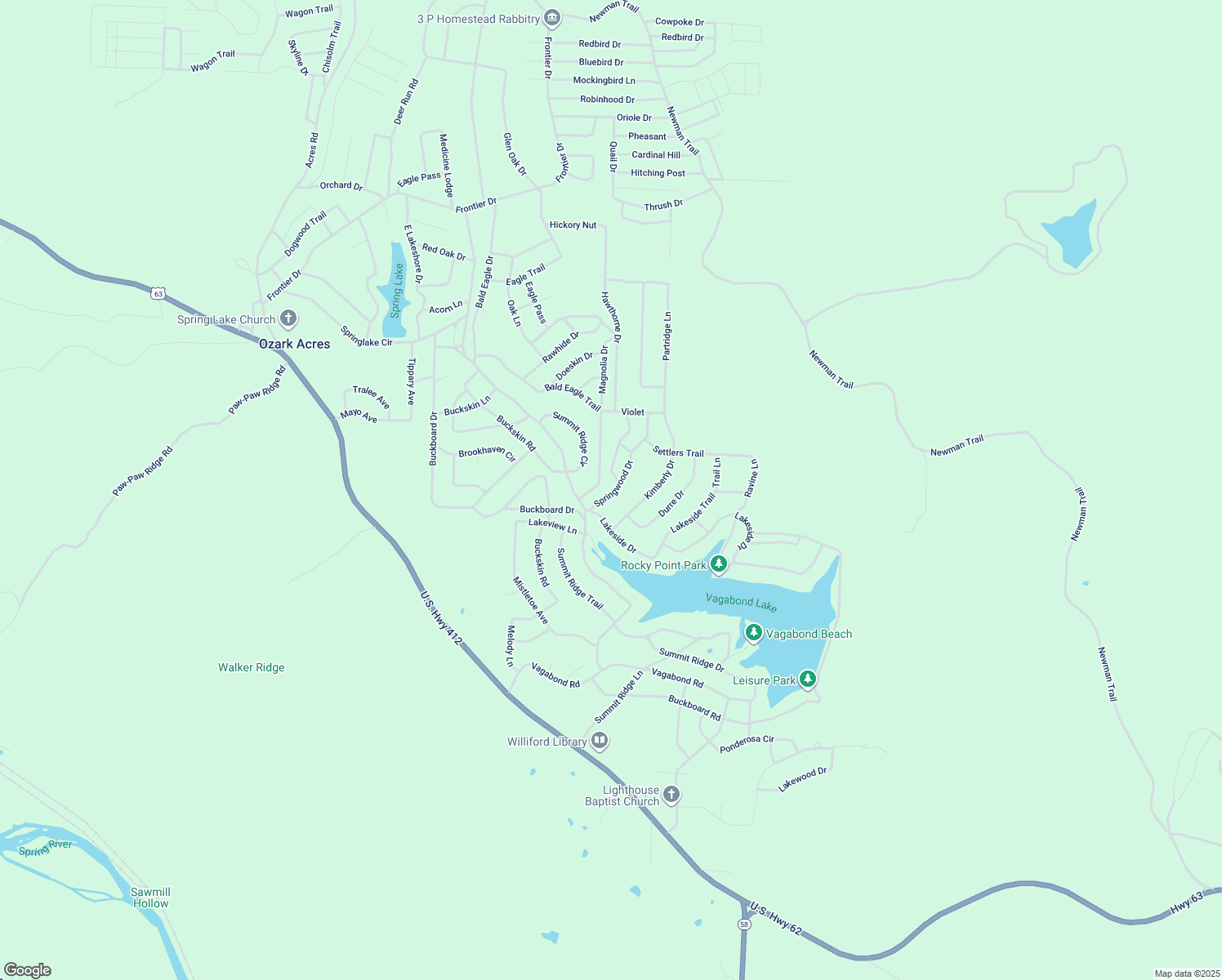 map of restaurants, bars, coffee shops, grocery stores, and more near 70 Springwood Drive in Williford
