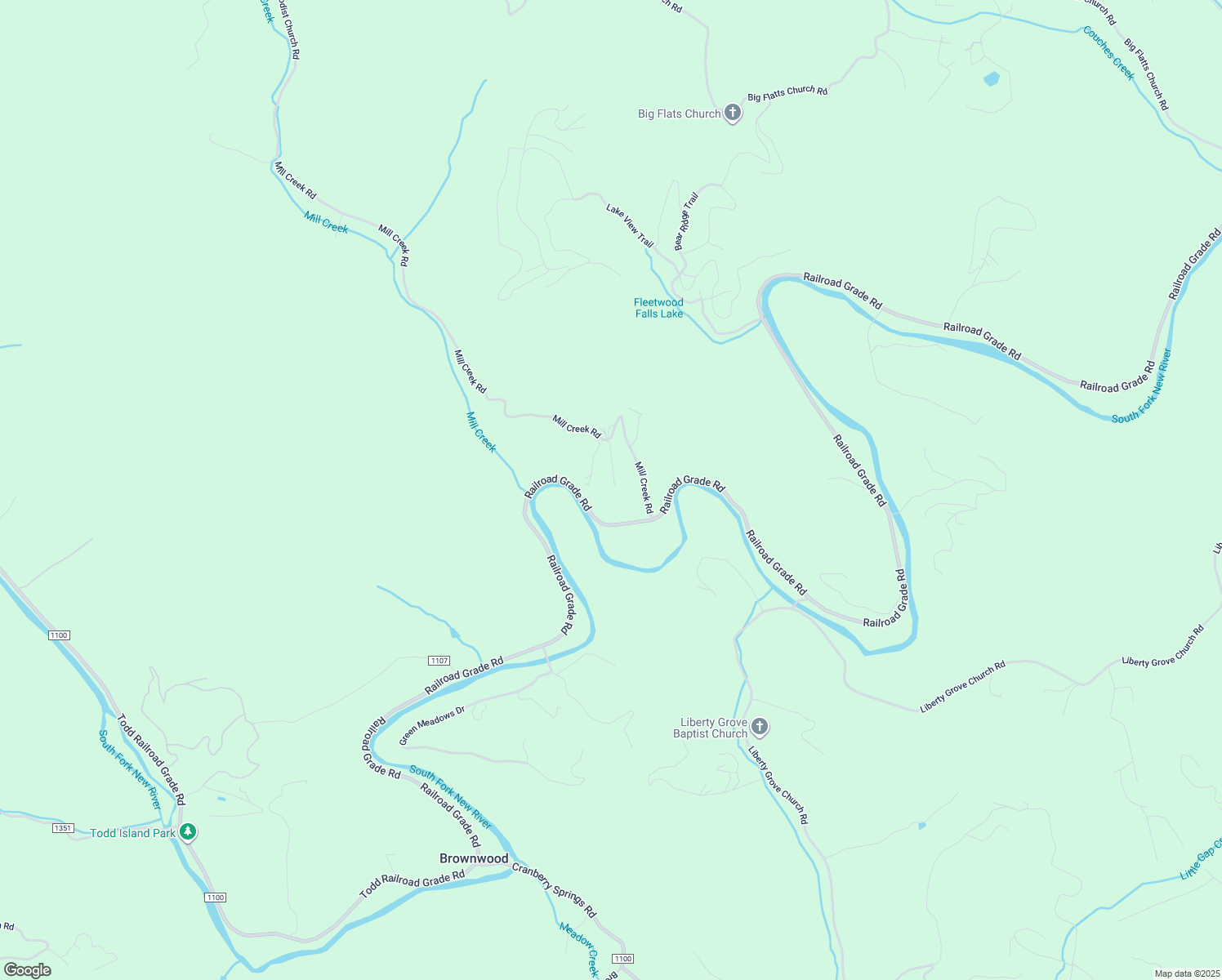 map of restaurants, bars, coffee shops, grocery stores, and more near 1612 Mill Creek Road in Todd