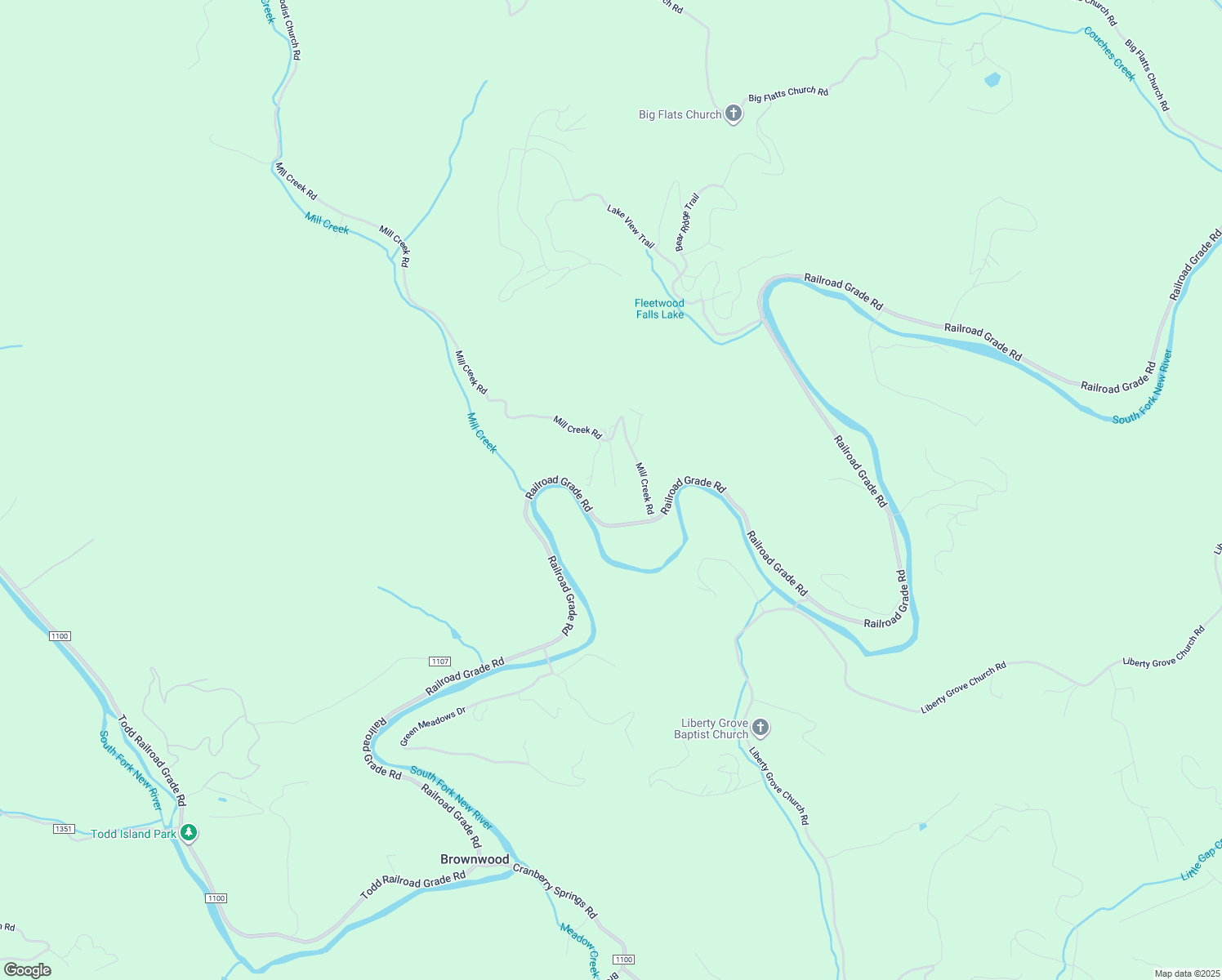 map of restaurants, bars, coffee shops, grocery stores, and more near 1612 Mill Creek Road in Todd