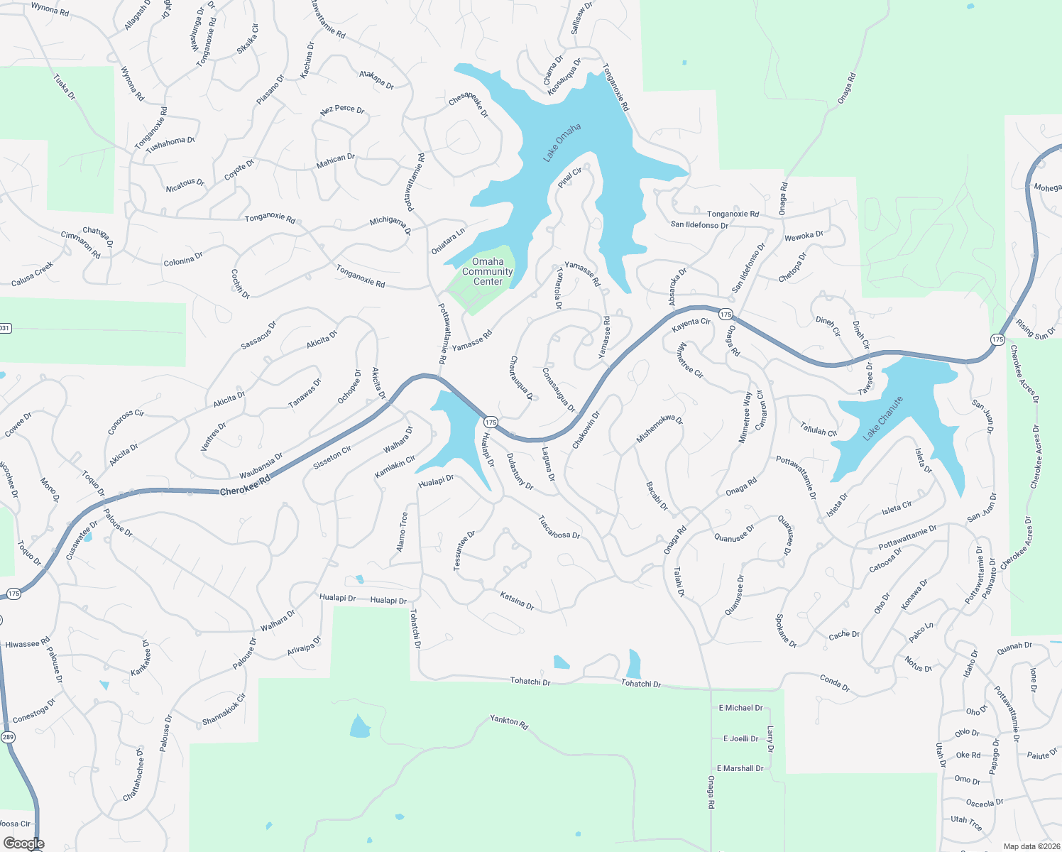 map of restaurants, bars, coffee shops, grocery stores, and more near 21 Conasaugua Trce in Cherokee Village