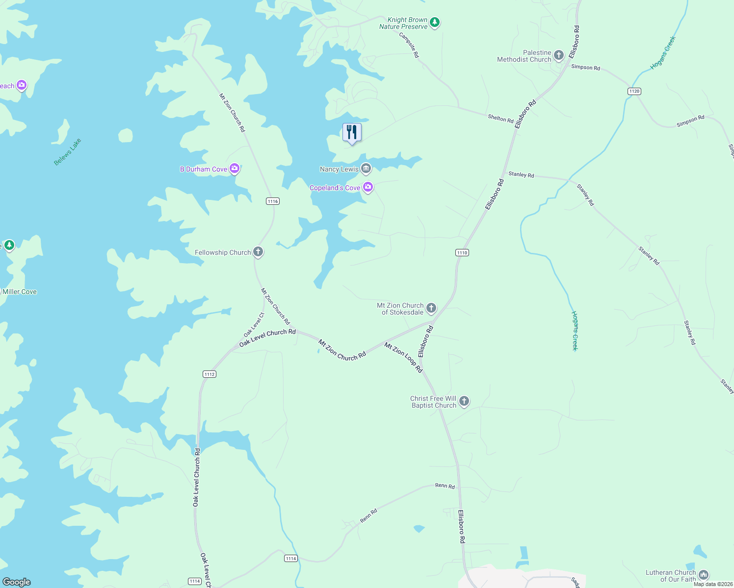 map of restaurants, bars, coffee shops, grocery stores, and more near 258 Dionne Way in Stokesdale