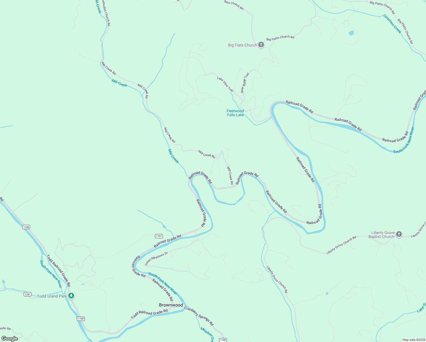 map of restaurants, bars, coffee shops, grocery stores, and more near 1560 Mill Creek Road in Todd