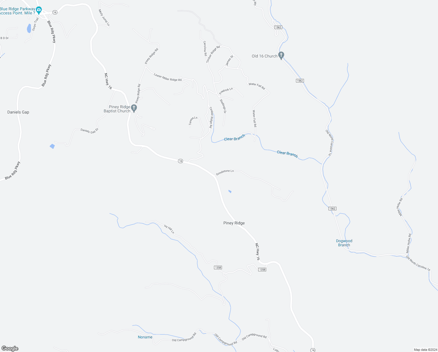 map of restaurants, bars, coffee shops, grocery stores, and more near 127 Grindstone Lane in Millers Creek