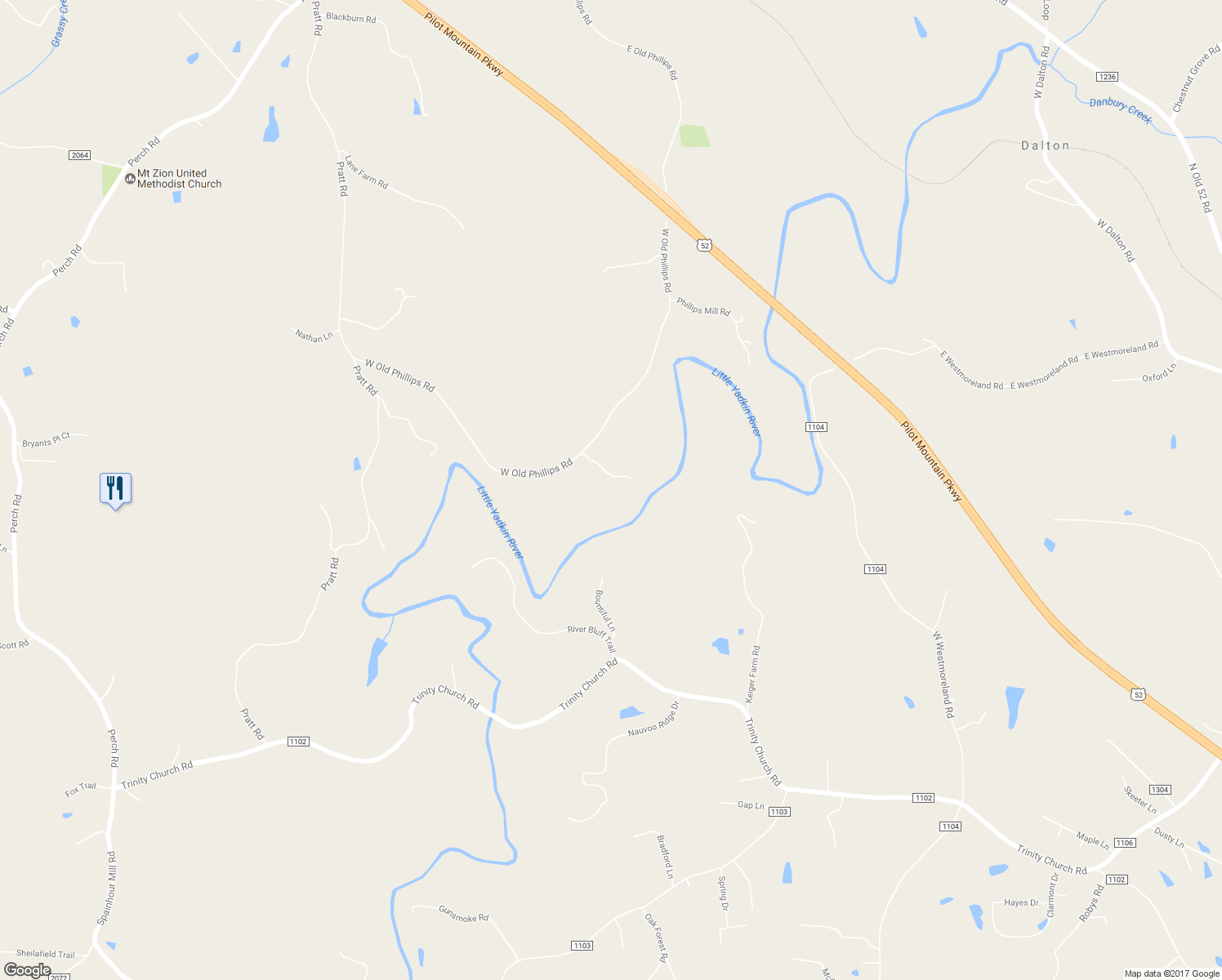 map of restaurants, bars, coffee shops, grocery stores, and more near 1410 West Old Phillips Road in Pinnacle