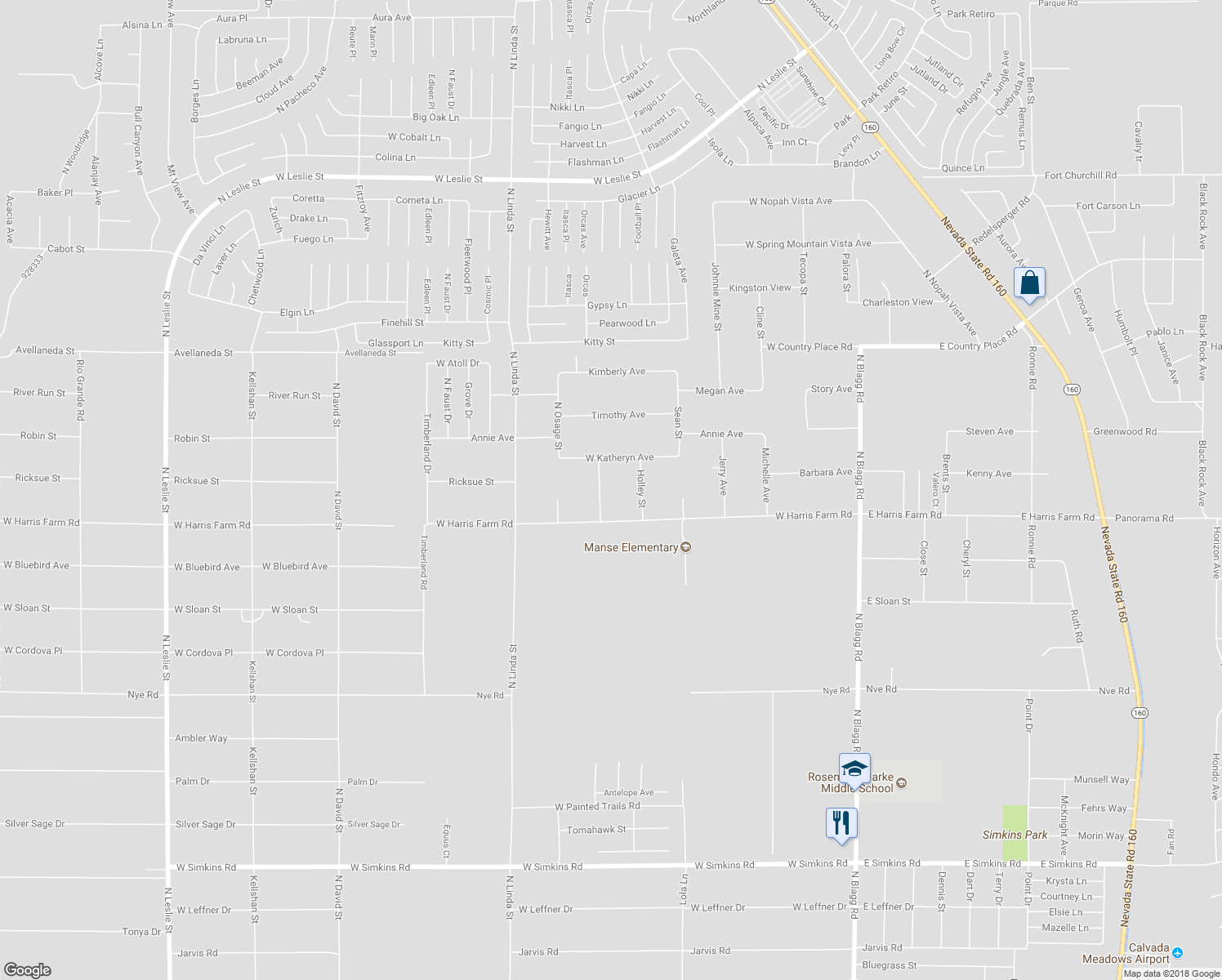 map of restaurants, bars, coffee shops, grocery stores, and more near 5081 Ranch Vista Street in Pahrump