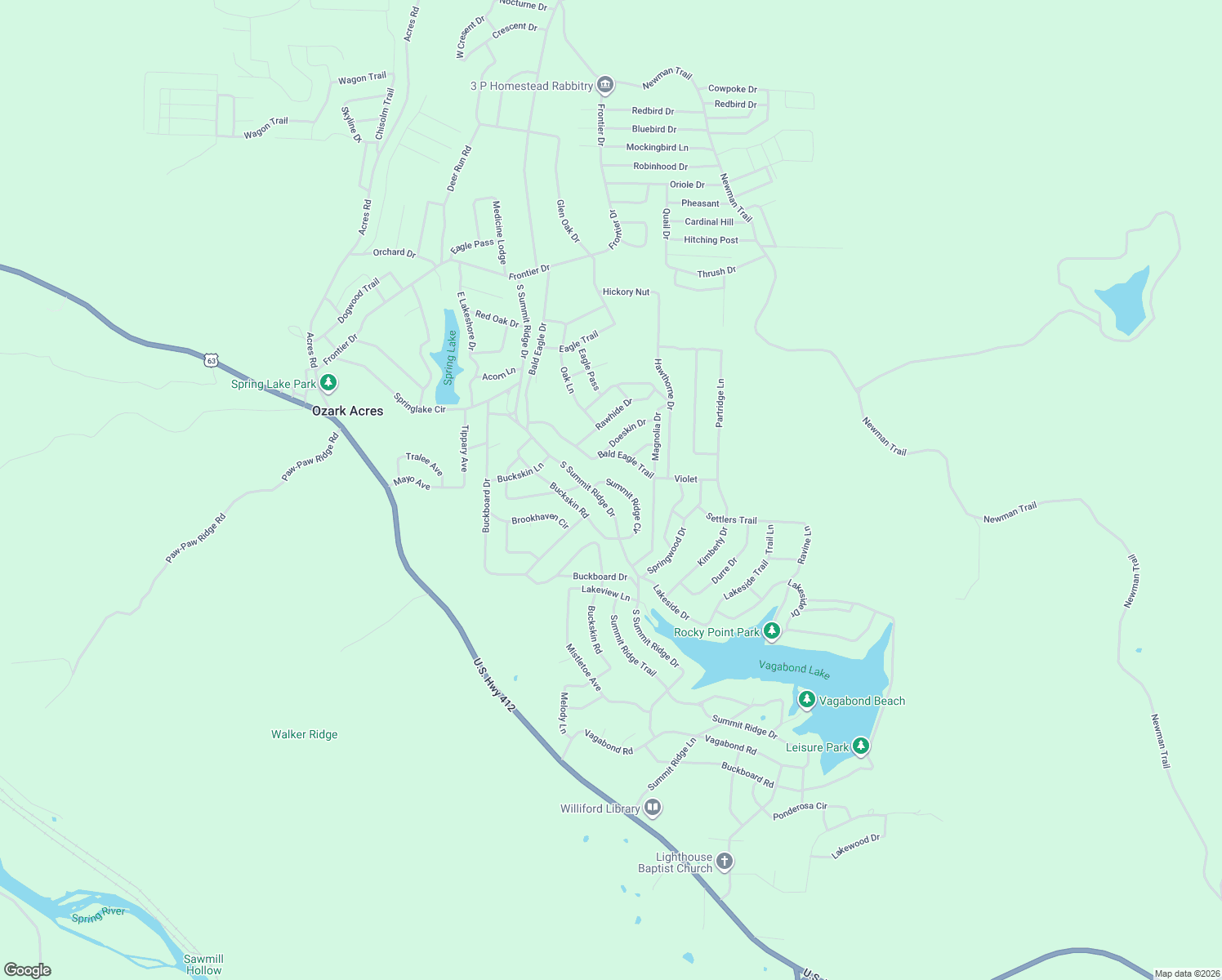 map of restaurants, bars, coffee shops, grocery stores, and more near 9 Summit Ridge Circle in Williford