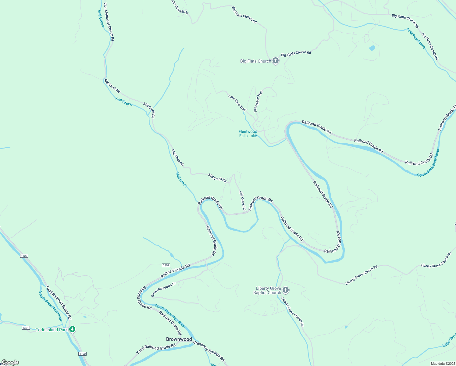 map of restaurants, bars, coffee shops, grocery stores, and more near Mill Creek Road in Fleetwood