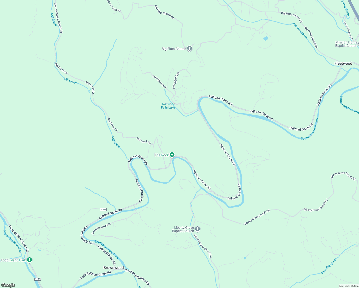 map of restaurants, bars, coffee shops, grocery stores, and more near 4908 Railroad Grade Road in Todd