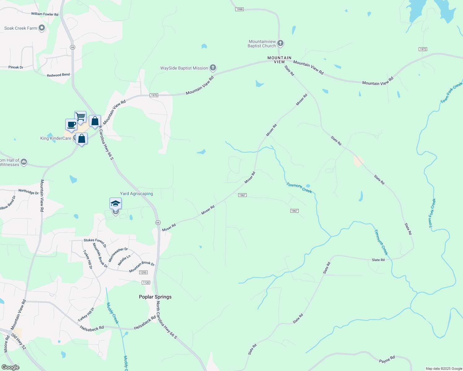 map of restaurants, bars, coffee shops, grocery stores, and more near 133 Foxdale Road in King