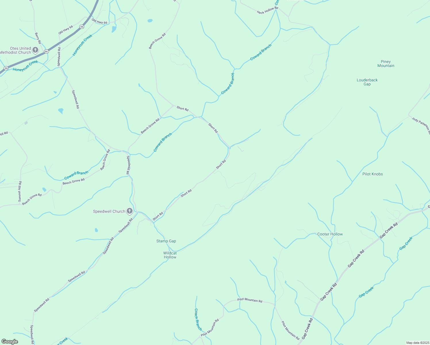 map of restaurants, bars, coffee shops, grocery stores, and more near 287 Short Road in Bulls Gap