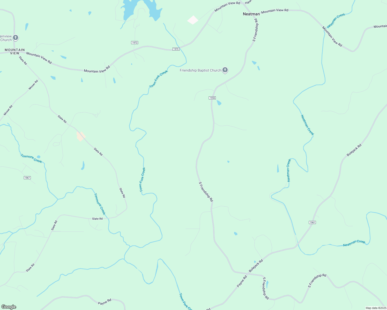 map of restaurants, bars, coffee shops, grocery stores, and more near 1735 South Friendship Road in Germanton