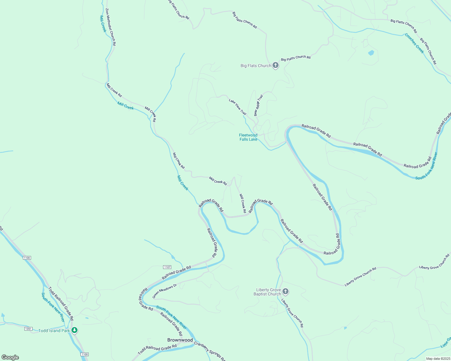map of restaurants, bars, coffee shops, grocery stores, and more near 1559 Mill Creek Road in Todd