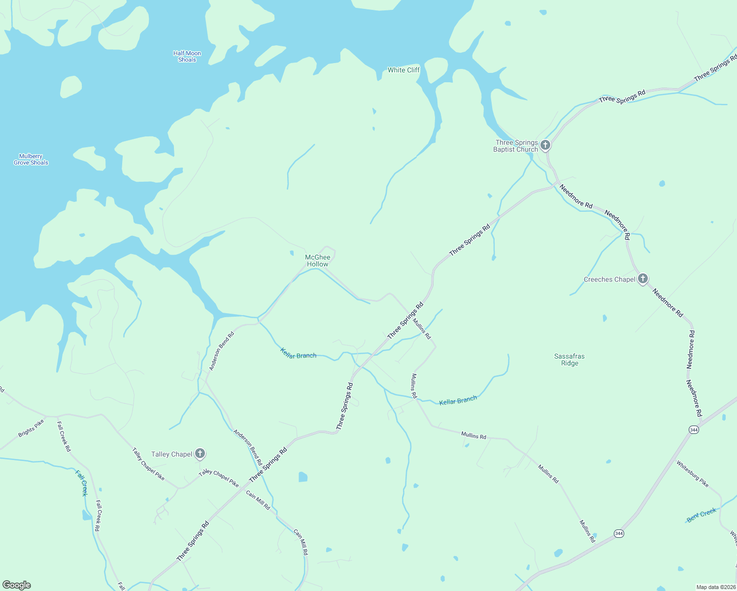 map of restaurants, bars, coffee shops, grocery stores, and more near 2272 Mullins Road in Russellville