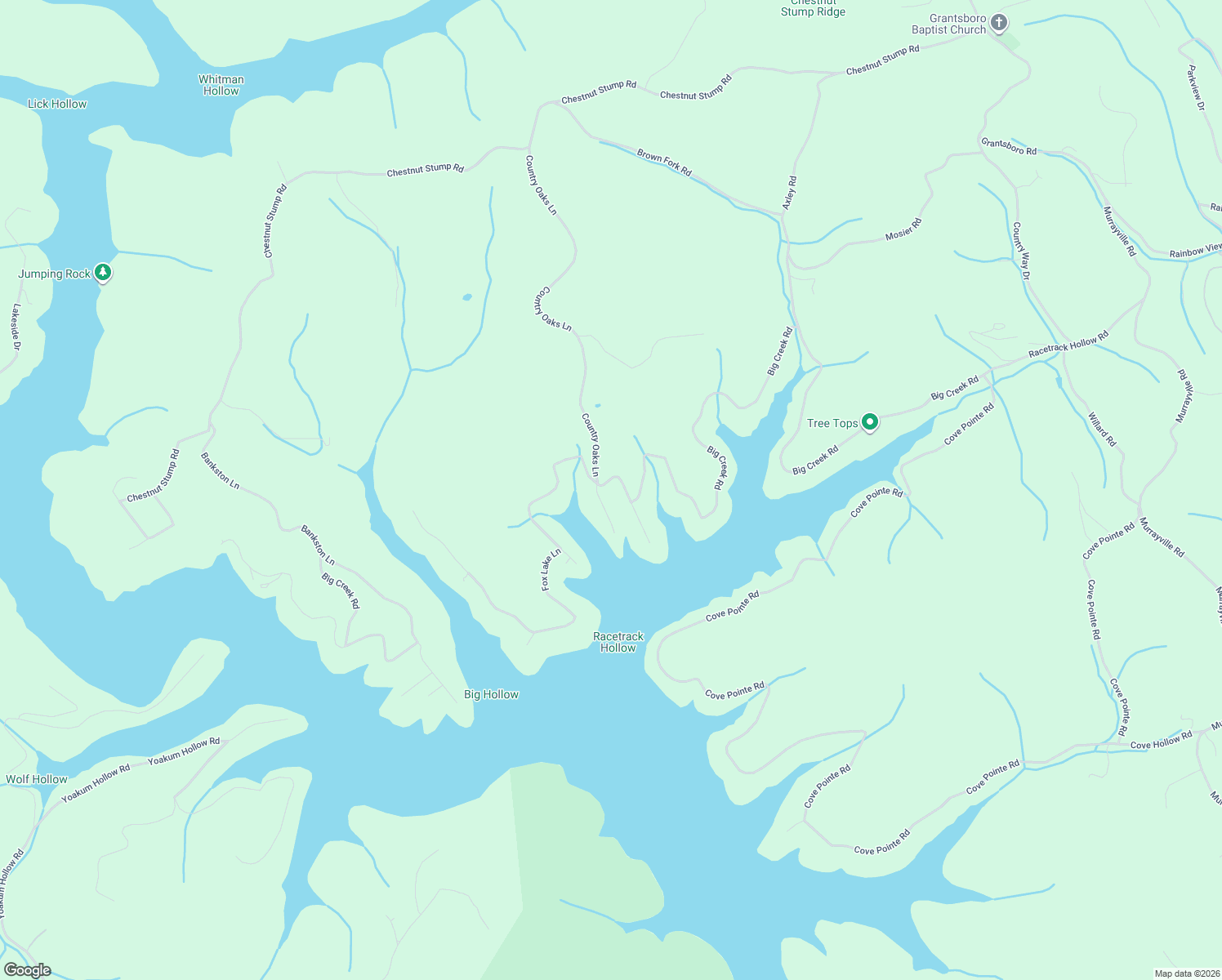 map of restaurants, bars, coffee shops, grocery stores, and more near 665 Country Oaks Lane in LaFollette
