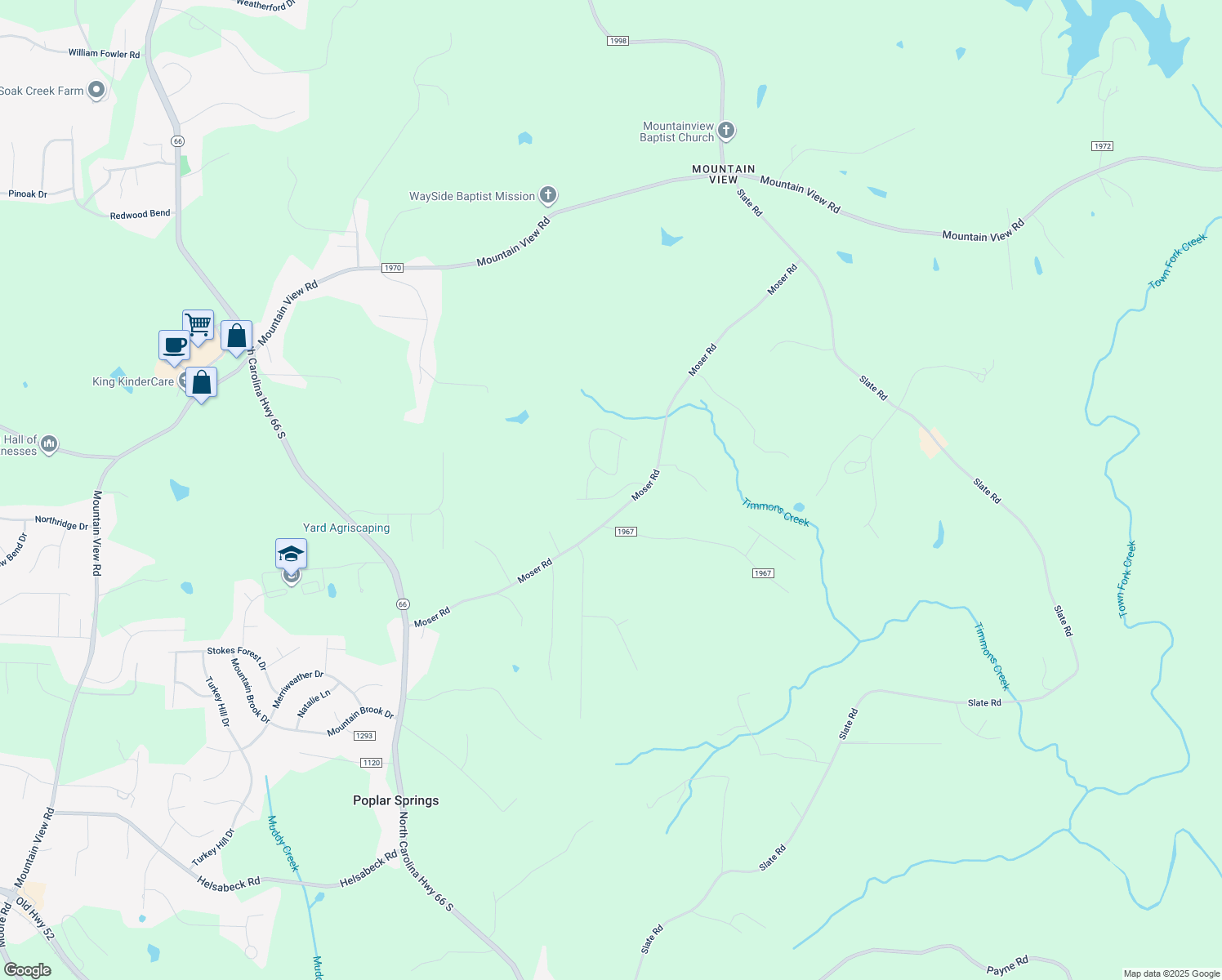 map of restaurants, bars, coffee shops, grocery stores, and more near 120 Foxdale Road in King