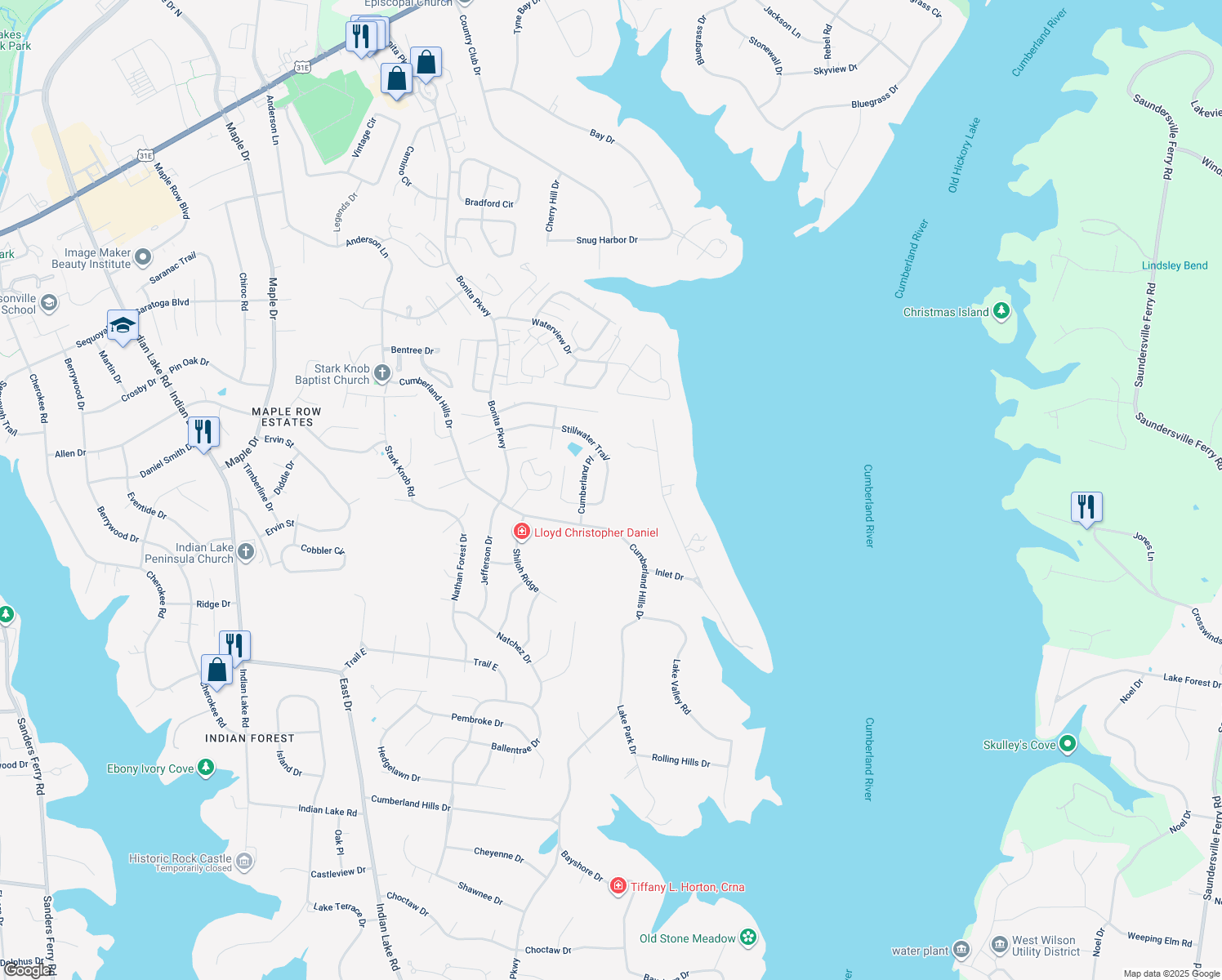 map of restaurants, bars, coffee shops, grocery stores, and more near 110 Stillwater Trail in Hendersonville