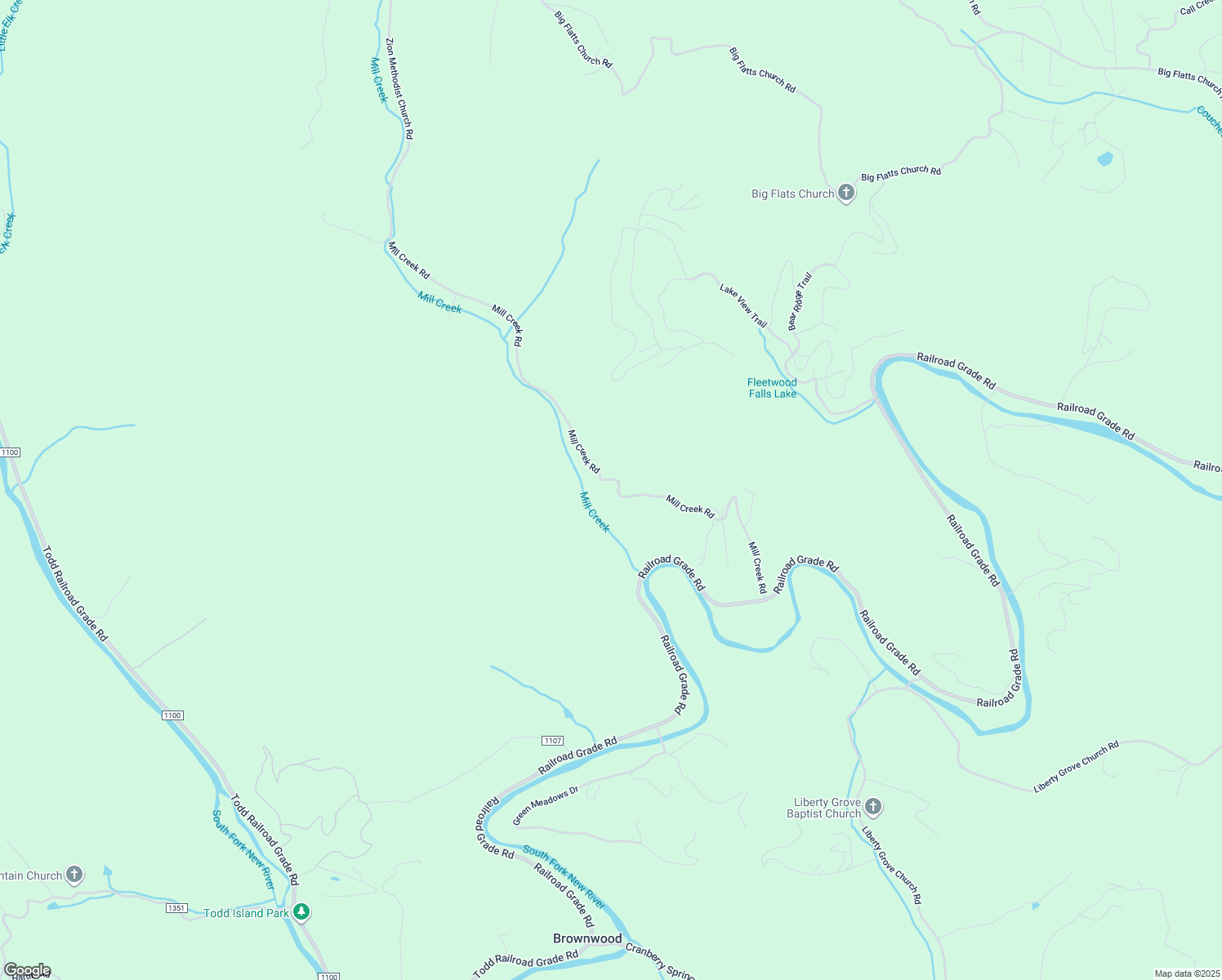 map of restaurants, bars, coffee shops, grocery stores, and more near 1190 Mill Creek Road in Todd
