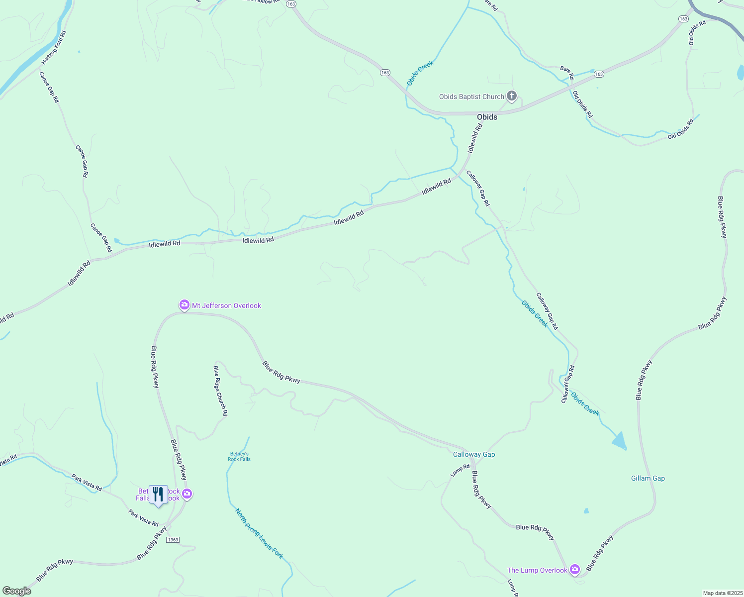 map of restaurants, bars, coffee shops, grocery stores, and more near 1231 Hidden Spring Road Extension in West Jefferson