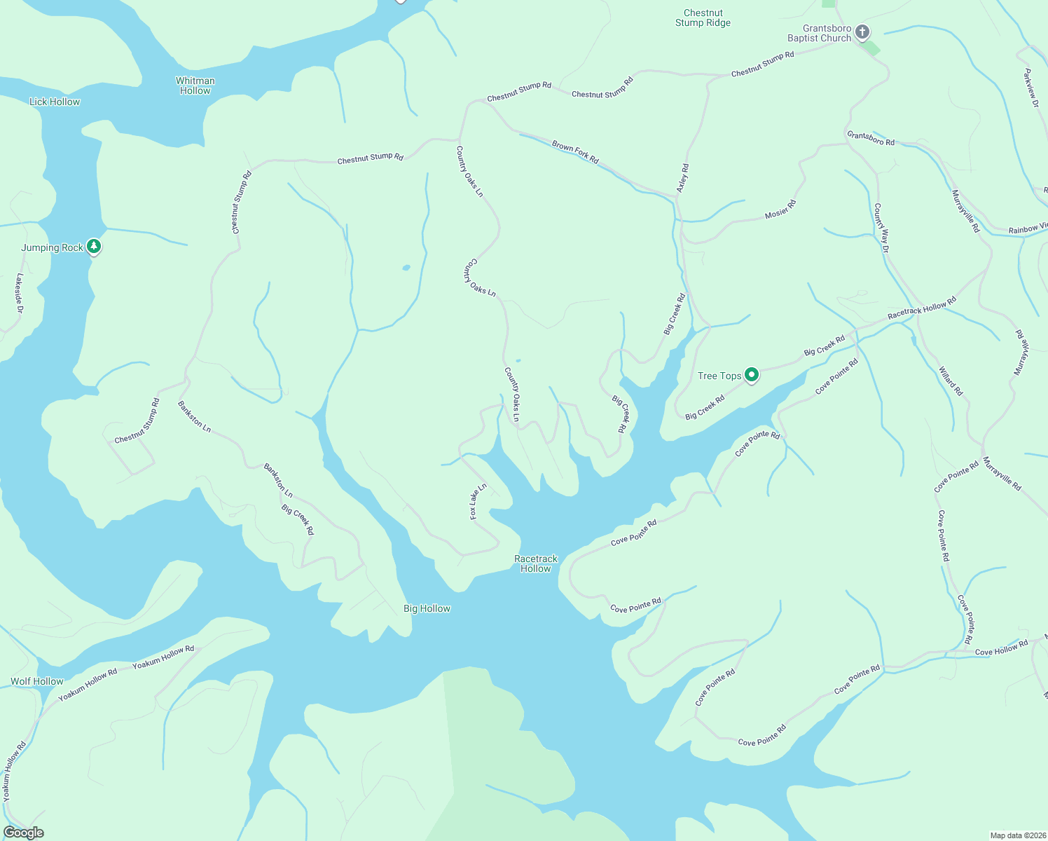 map of restaurants, bars, coffee shops, grocery stores, and more near 665 Country Oaks Lane in LaFollette