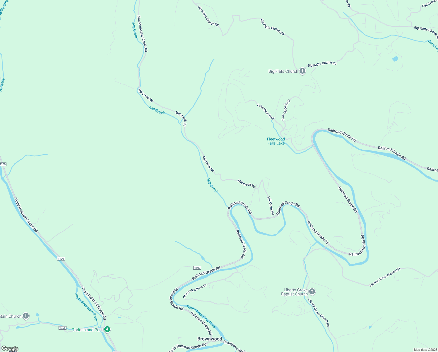 map of restaurants, bars, coffee shops, grocery stores, and more near 1190 Mill Creek Road in Todd